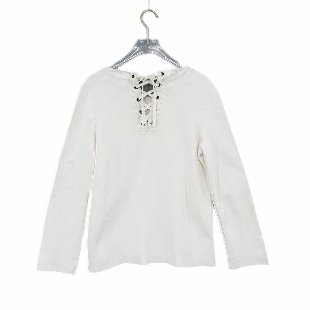 Madewell 100% Cotton White Laced Back Knit Casual Comfort Cute Pullover Sweater - Picture 9 of 12